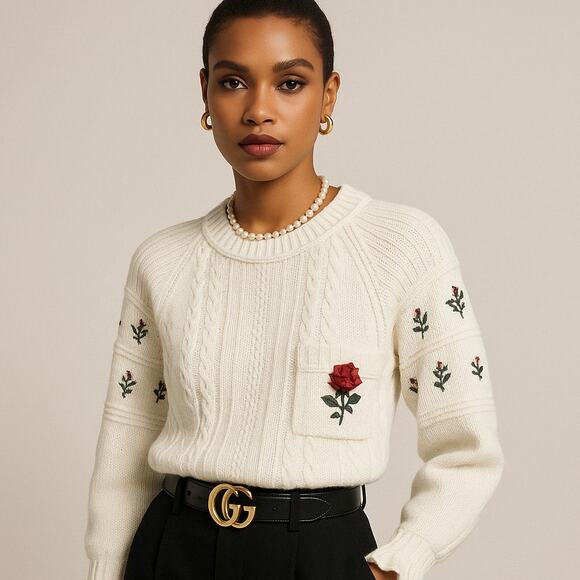 PHILOSOPHY DI LORENZO SERAFINI Floral Embroidery Sweater Size Small - Picture 1 of 8